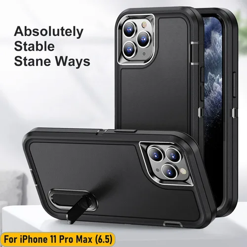 Vista 5 de La funda está especialmente diseñada para iPhone 11 Pro Max de 6.5 pulgadas, protección de cuerpo completo, resistente a los golpes, goma