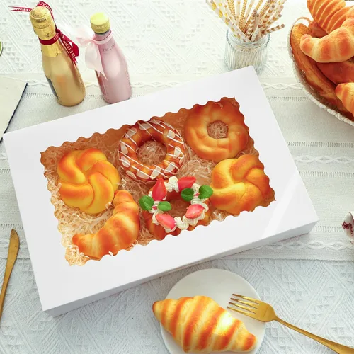 Vista 7 de Moretoes 30 cajas grandes para galletas de 16 x 11 x 2.5 pulgadas, cajas
