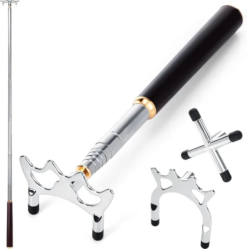 Vista 9 de Skylety Retractable Billiards Cue Snooker Pool Bridge Stick with 3 Pieces Removable Bridge Head, Snooker Set Billiards Pool Cue Accessory for Pool
