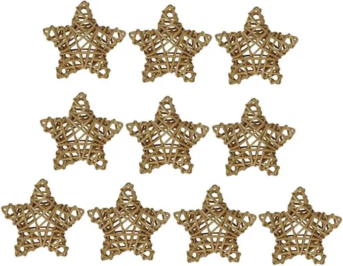 Vista 5 de 10 Uds. Decoración de mimbre de estrella de mimbre bola rústica adorno cuenco relleno DIY decoración - 3.1 in