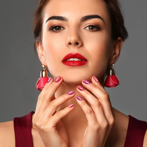 Vista 7 de Maitys 192 piezas de 16 hojas de esmalte de uñas con purpurina, tiras autoadhesivas de brillo de color sólido, calcomanías de envoltura completa