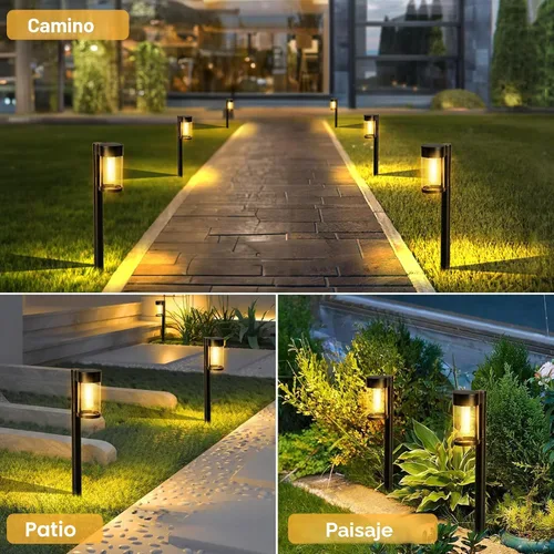 Vista 6 de Mancra Luces solares para caminos al aire libre, paquete de 10 luces solares de metal y vidrio para exteriores, impermeables, para paisaje, camino