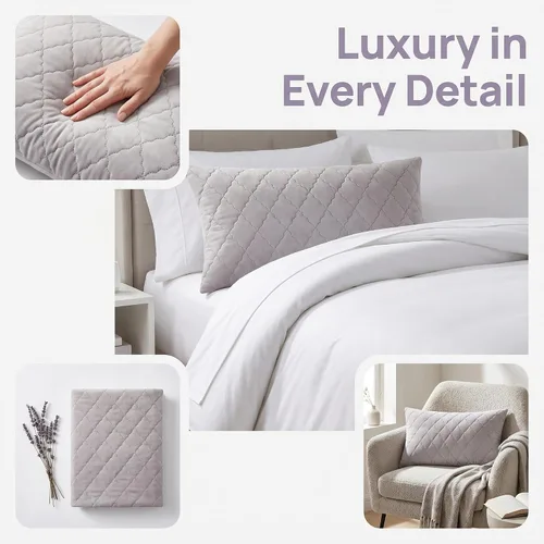 Vista 2 de Breathable Hypoallergenic Standard Size Envelope Pillow Protectors Gray