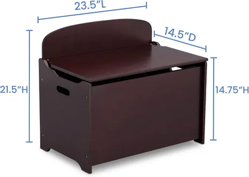Vista 5 de Delta Children MySize - Escritorio con silla con compartimento de almacenamiento + caja de juguetes MySize Deluxe, chocolate oscuro (paquete)