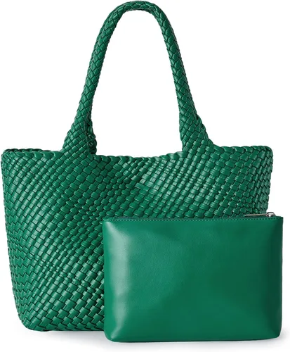 Vista 15 de Bolso de hombro tejido para mujer, asa superior de moda, piel vegana suave
