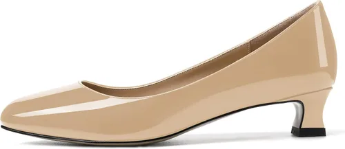 Vista 2 de SKYSTERRY Zapatos de vestir de oficina para mujer, punta redonda, carrete de patente, tacón bajo, zapatos de vestir de oficina de 1.5 pulgadas