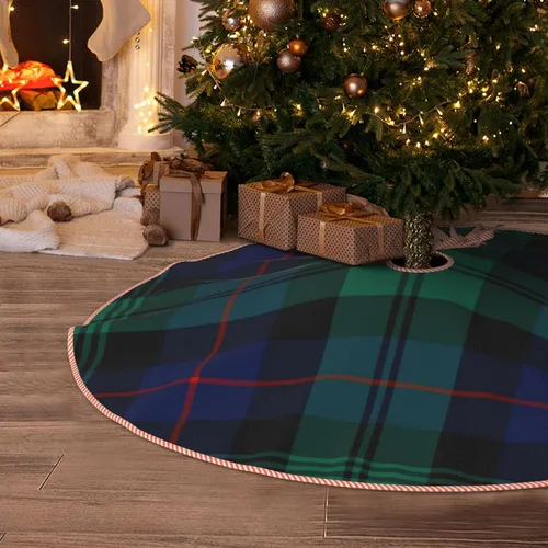 Vista 7 de Falda de árbol de Navidad de 48 pulgadas, diseño de clan Urquhart Tartán azul y verde, falda de árbol de Navidad a cuadros escoceses para fiestas