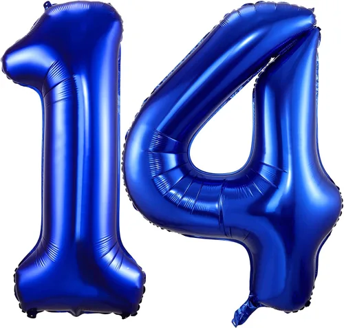 Vista 14 de Globos de número 0 azul marino, 40 pulgadas, globos de cumpleaños grandes de papel aluminio brillante azul oscuro, globos digitales de número