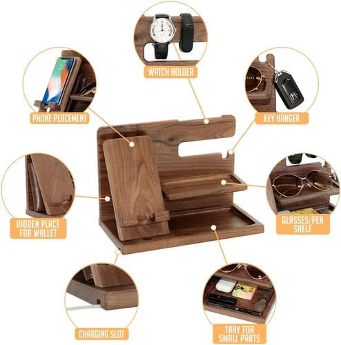 Vista 4 de Gooin Global Regalos militares personalizados para el Día del Veterano para hombres que lo tienen todo. Organizadores de escritorio de madera