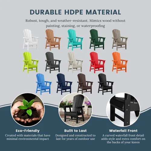 Vista 6 de HDPE Laguna Adirondack - Silla de comedor casual para patio, color negro