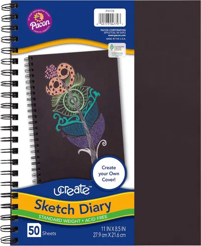 Vista 4 de Pacon® PAC4776 Art1st® - Diario de bocetos para crear tu propia portada, 9 x 6 pulgadas, natural