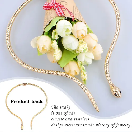 Vista 4 de Long tiantian Juego de joyas de serpiente para mujer, aretes colgantes de serpiente, pulsera de serpiente brillante, ajustable, collar de serpiente