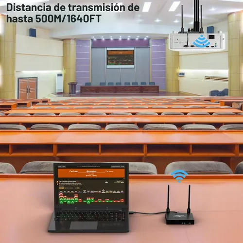 Vista 6 de Transmisor y receptor HDMI inalámbrico 4K: 1640FT/500M Rango, Plug & Play, 1080P Salida HD Extensor inalámbrico HDMI Soporte 2.4/5GHz
