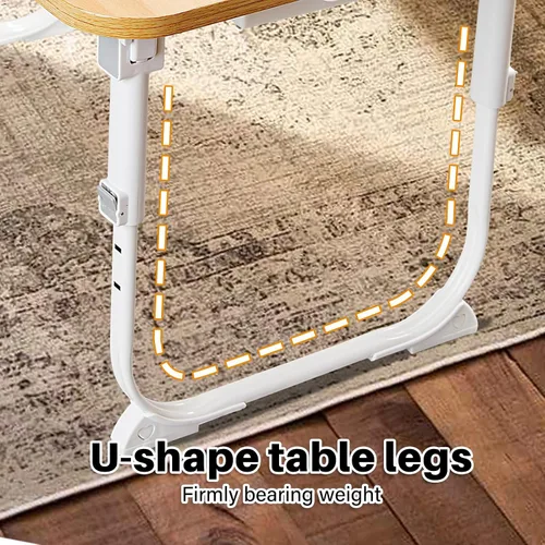Vista 7 de Escritorio para computadora portátil para cama con luz de escritorio LED, mesa ajustable para tableta con patas plegables, cajón de almacenamiento