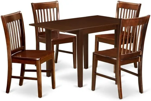 Vista 14 de East West Furniture NDNO3-BCH-W - Juego de comedor de 3 piezas para espacios pequeños que contiene una mesa de comedor rectangular con gotas y 2