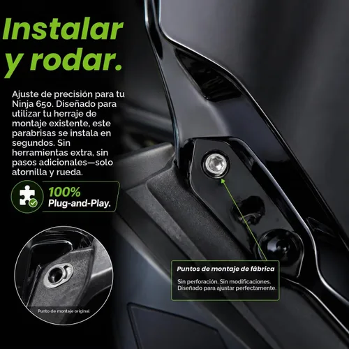 Vista 6 de Parabrisas para Ninja 650 ER6F 2020-2025 - PSLER Parabrisas Deflector de Viento Protector Carenado para 650 ER6F 2020-2025 (Negro)