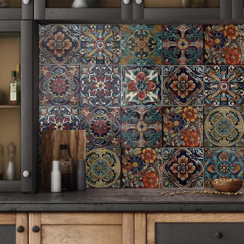 Vista 54 de Alwayspon Adhesivo para azulejos de pared moriscos para despegar y pegar, calcomanías de vinilo autoadhesivas para azulejos de cocina y baño, 4 x 4