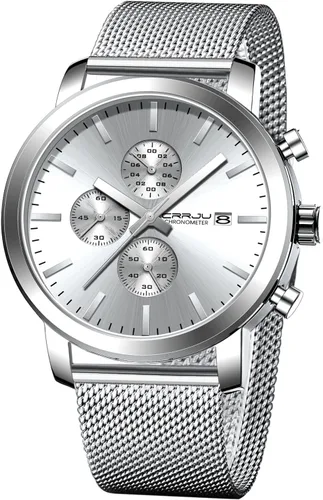 Vista 15 de CRRJU Mens Stylish Casual Quartz Watches for Men Luxury Waterproof Calendar Chronograph Japan Movement Wristwatches