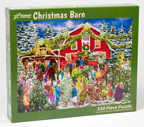 Vista 2 de Rompecabezas de granero navideño de 550 piezas por Vermont Christmas Company