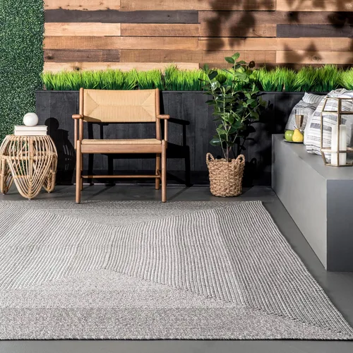 Vista 9 de nuLOOM Jayda - Alfombra trenzada para interiores y exteriores, 4 x 6, color gris claro