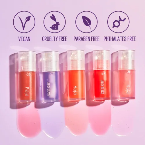 Vista 4 de Kaja Juicy Glass - Aceite para rellenar los labios 01 Rose Hip Spritz Hidratante, se siente voluminoso y ligero con aceite de frutas de árbol