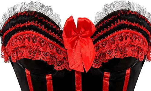 Vista 5 de Zhitunemi Corsés de talla grande para mujer, lencería negra para disfraz de Halloween, Negro