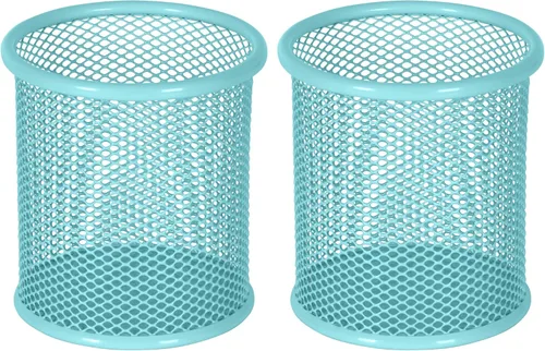 Vista 11 de EasyPAG Portalápices para escritorio, paquete de 2 organizadores de bolígrafos de metal, organizador de vasos de malla para el hogar, oficina, aula