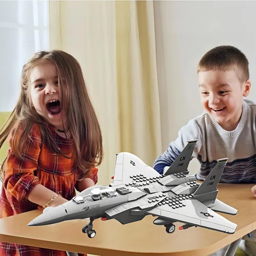 Vista 5 de Avión de combate F-15 Eagle militar compatible con Lego, avión de juguete de 270 piezas para niños de 10 años en adelante y adultos, juguetes