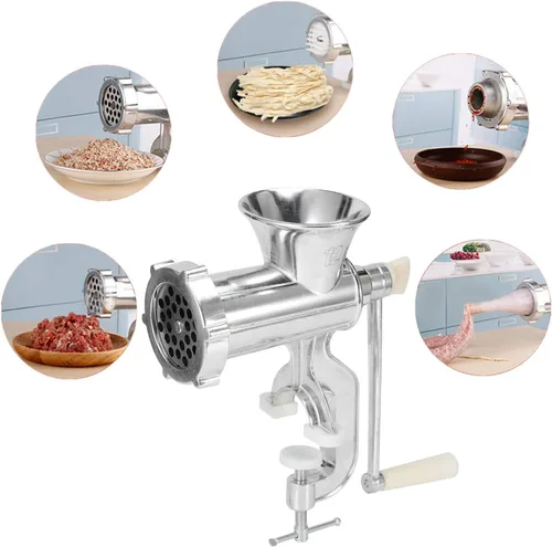 Vista 7 de Picadora manual de carne, multifunción de aleación de aluminio, picadora de carne, picadora de salchichas, herramienta de cocina manual para uso