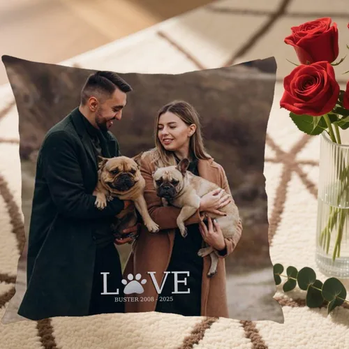 Vista 5 de Personalized Pet Photo Pillow Case Using one pet Image and Custom Text offering Home décor Personality and Giving a Sweet Gift Touch
