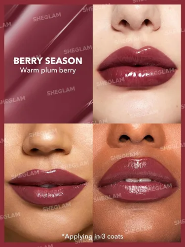 Vista 3 de SHEGLAM PoutPerfect - Lápiz labial sólido hidratante no pegajoso con aceite de coco, temporada de bayas