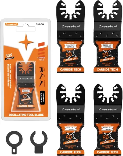 Vista 11 de Crosstar Cuchillas oscilantes de carburo de hielo negro, 2 unidades, cuchillas multiherramienta para metal duro, clavos, pernos, tornillos, ajuste