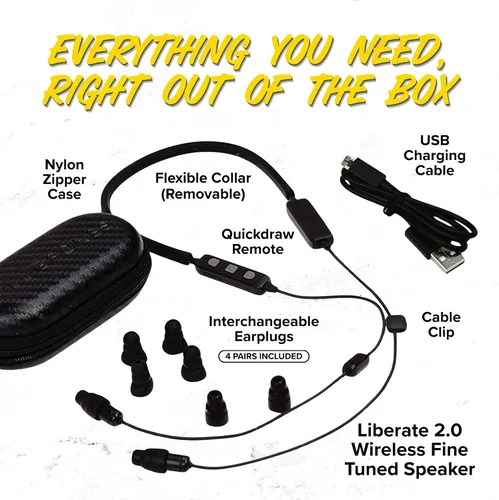 Vista 6 de Plugfones Liberate 2.0 Auriculares Bluetooth para el trabajo, auriculares inalámbricos de seguridad compatibles con OSHA, 29dB NRR protección