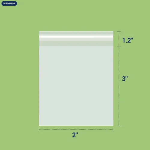Vista 2 de Bolsas de celofán transparente de 2 x 3 pulgadas, 200 unidades, 0.109 in de grosor, bolsas de plástico pequeñas para joyas, golosinas, dulces