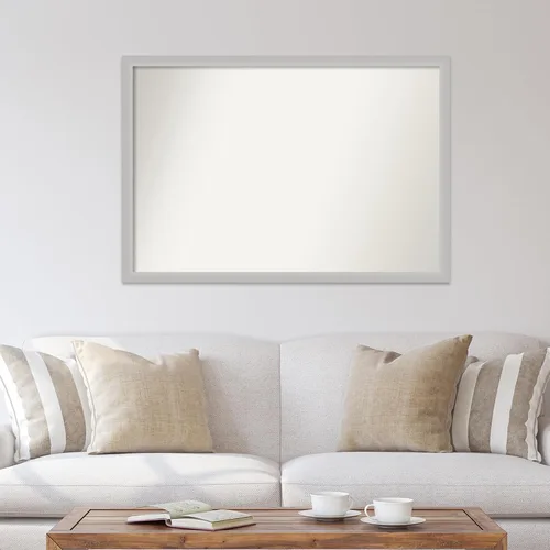 Vista 176 de Amanti Art Silver Bathroom Mirror for Over Sink, 26x35 Custom Made Marred Pewter Rectangle Vanity Mirror, Large Casual Wood Frame, Hangs Horizonally