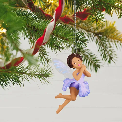 Vista 6 de Hallmark Keepsake Adorno de Navidad de plástico 2022, hada mensajeros iris hada