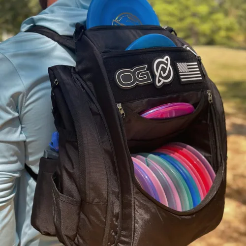 Vista 2 de Discology Disc Golf OG Black V3 Disc - Bolsa de golf con capacidad para más de 26 discos, bolsa de mochila de golf de disco de alta calidad, diseño