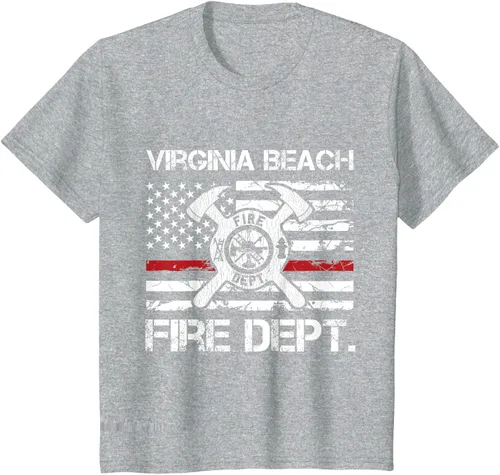 Vista 10 de Virginia Beach Virginia Fire Department - Camiseta delgada de línea roja, Negro