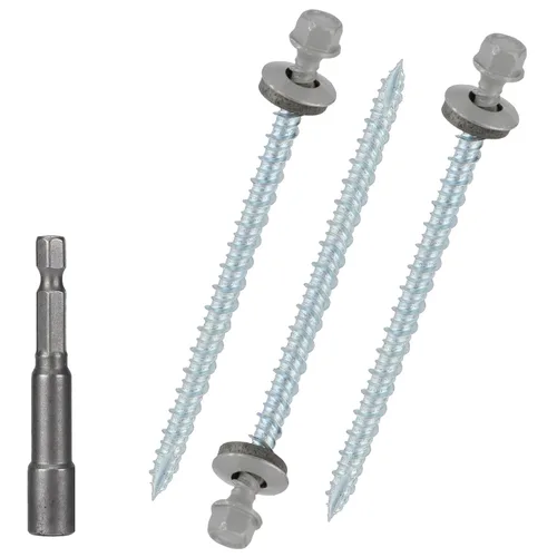 Vista 11 de Tornillos para techos de metal de 10 x 1 pulgada, tornillo para techo de chapa metálica con cabeza hexagonal negra y arandela EPDM para techos