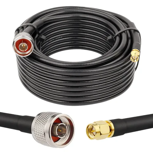 Vista 10 de MOOKEERF 2 piezas de cable N macho a SMA macho 1 pie, cable SMA a N de 50 ohmios de baja pérdida ultra KMR240 coaxial para enrutador WiFi, receptor