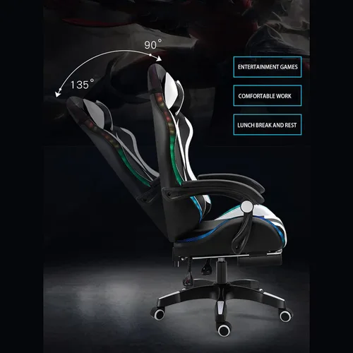 Vista 7 de KEUVEN Silla de juegos con reposapiés, silla de jugador para adultos, silla de juegos de capacidad de 200 libras, sillas