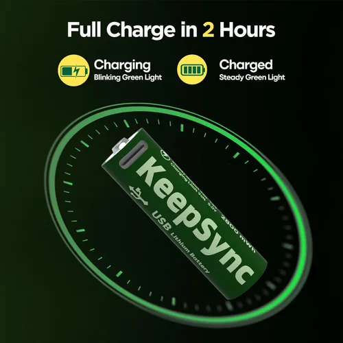 Vista 5 de Batería de litio recargable AA, salida constante de 1.5 V, recargable más de 1000 veces, carga rápida de 2 horas, protección inteligente integrada