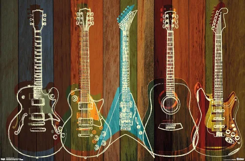 Vista 15 de Trends International Póster de pared de guitarras para pared, 14.725 x 22.375 pulgadas, versión enmarcada de madera de granero Versión enmarcada