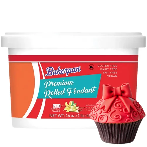 Vista 16 de Bakerpan Fondant negro enrollado prémium para decoración de pasteles, 1 libra, sabor vainilla