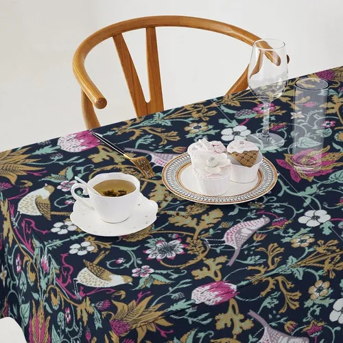 Vista 15 de Mantel Floral Retro de Pájaros, Diseño Original Bohemio William Morris Estampado Cubierta de Mesa para Hogar Picnic Fiesta Comedor Cocina William