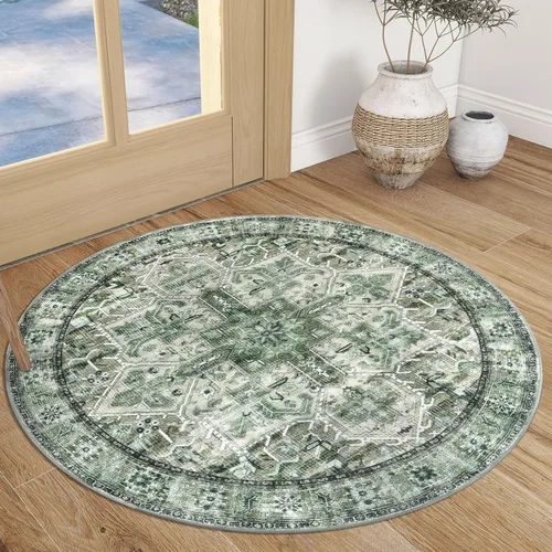 Vista 13 de SIILOOM Alfombra lavable de 2 x 3 pies, alfombra suave color taupe ceniza para entrada, tapete antideslizante para puerta de interior, tapete