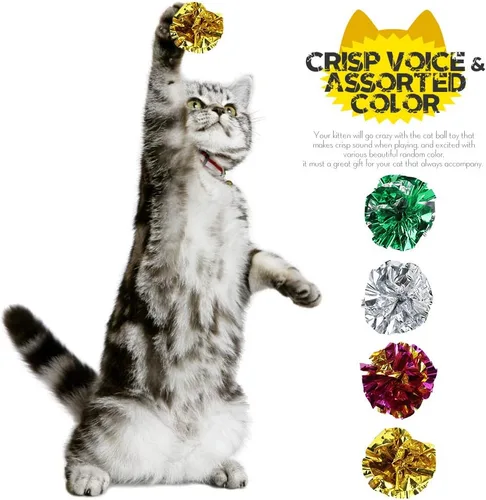 Vista 4 de Paquete de 25 bolas arrugadas para gatos, bolas arrugadas originales de Mylar (color al azar)