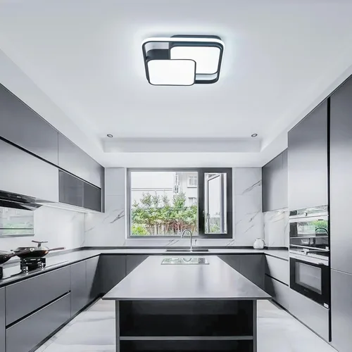 Vista 9 de ORANOOR - Lámpara de techo LED moderna, lámpara de techo de montaje empotrado regulable de 15.7 pulgadas en forma de cuadrado negro con control