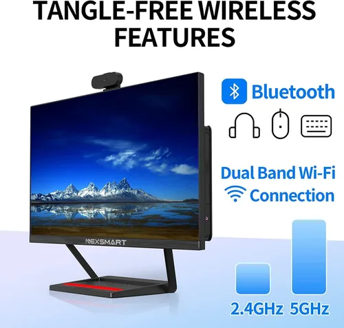Vista 4 de Computadora de escritorio todo en uno de 23.8 pulgadas todo en uno con Core i7 16GB RAM 512GB SSD, cámara web ajustable de 360°, panel de carga, PC