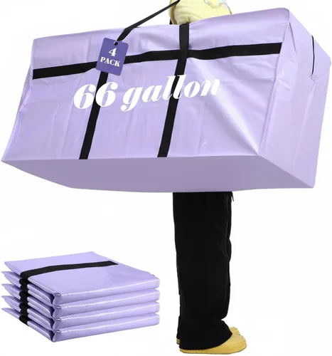 Vista 11 de 4 Piezas Bolsas de Mudanza Grandes con Cremallera y Asas Bolsas de Lona Tipo Duffle Plegables de Almacenamiento Extra Resistentes Extra Grandes